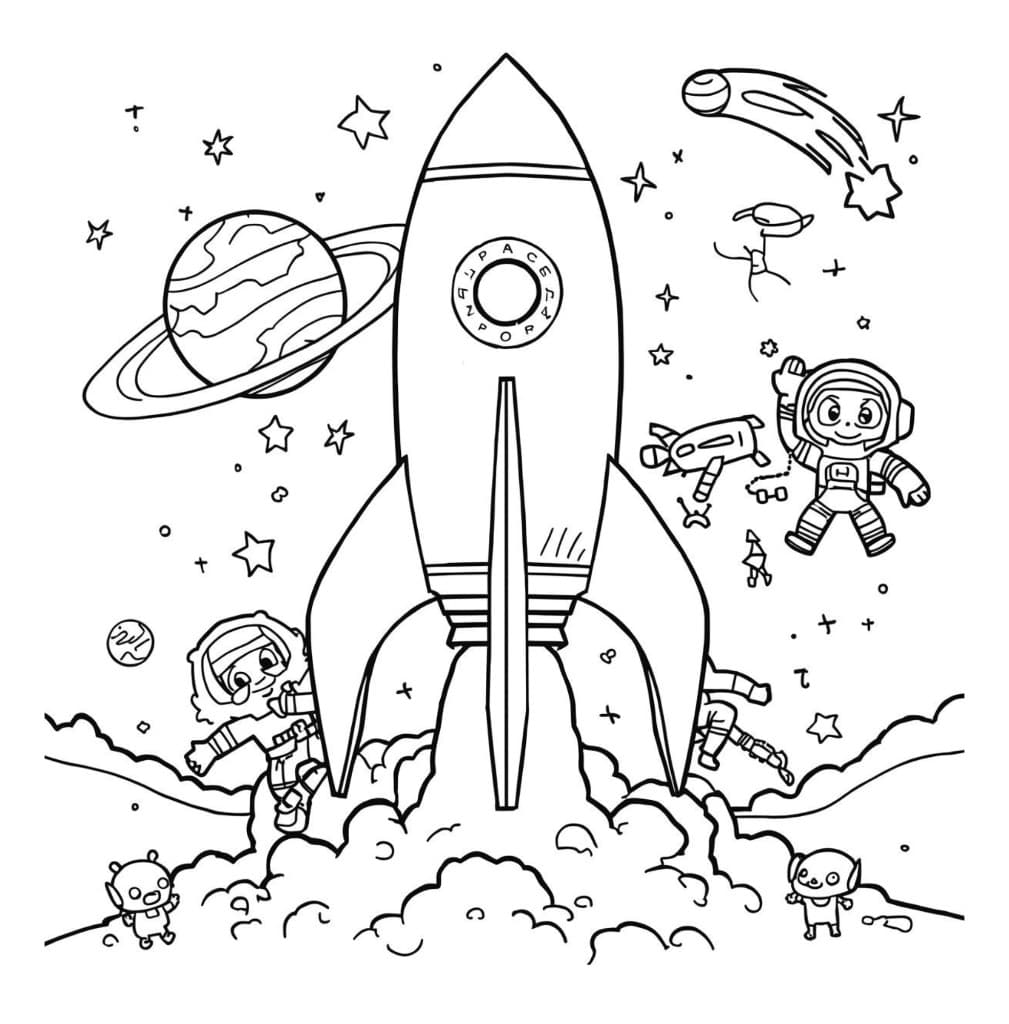 Space astronaut coloring activity book
